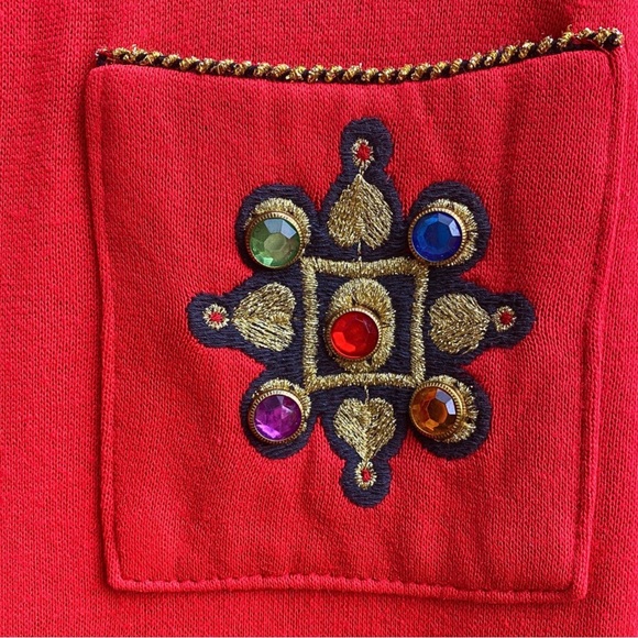 VTG 80s 90s CHERRY RED ZIP-UP JACKET STREETWEAR USA MADE APPEL WOMENS HOLIDAY - Picture 4 of 9